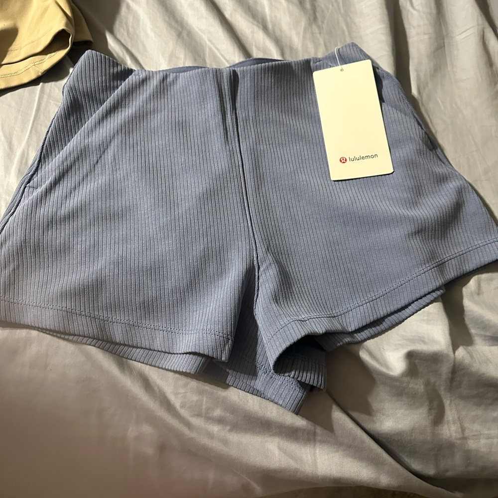 lululemon athletica Ribbed Light Blue Athletic Shorts